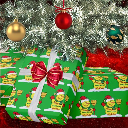 Softball Christmas Wrapping Paper PERSONALIZED Wrapping Paper