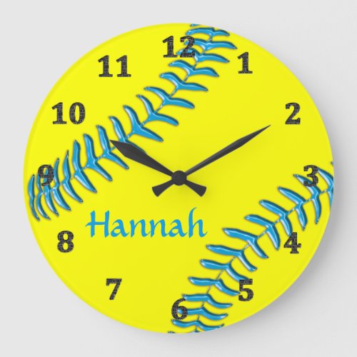 Softball Clocks Your NAME Background Text COLORS