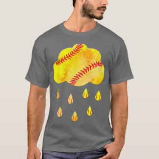 Softball Cloud Rain Pocket For Men Woman Softball T-Shirt