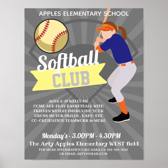 softball Club tournament school sports Poster (Front)
