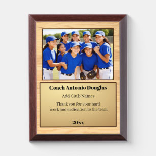 Softball Coach Award   Custom Team Photo & Text Plaque