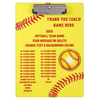 Softball Coach Clipboard, All Players, Coach, Team