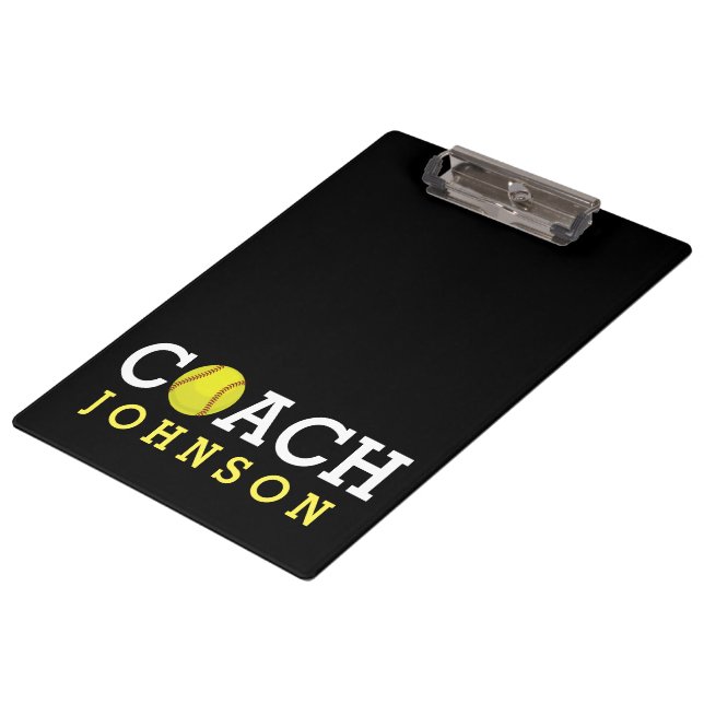 Softball Coach Custom Name Clipboard (Angled)
