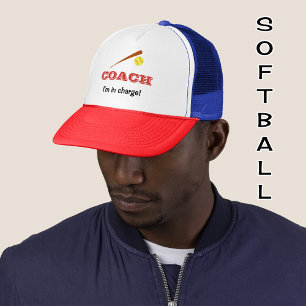 Softball coach custom name fun sports trucker hat