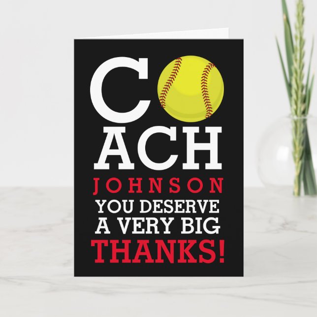 Softball Coach Custom Name Thank You (Front)