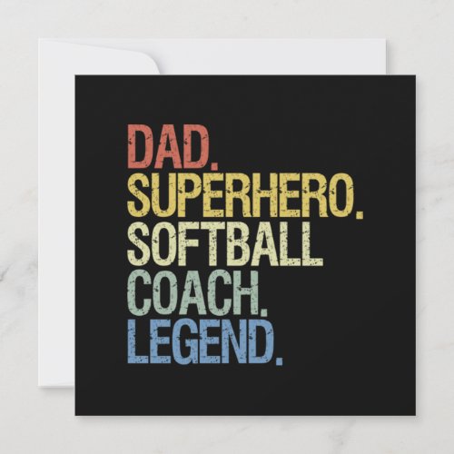 Softball coach dad thank you card