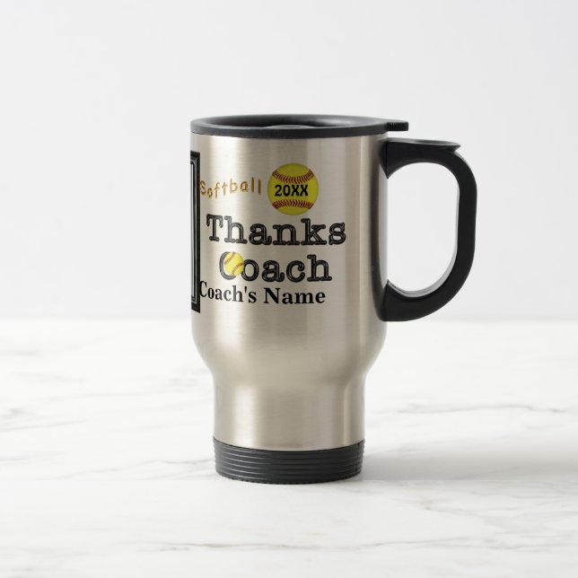 Softball Coach Gift Ideas Personalized Team PHOTO Travel Mug (Right)