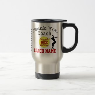 Softball Coach Gifts Coach, Player's Name, Number 15 Oz Stainless Steel Travel Mug