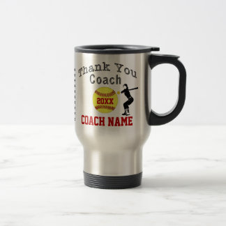 Softball Coach Gifts Coach, Player's Name, Number Travel Mug