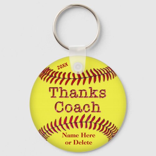 Softball Coach Gifts Ideas with NAME and YEAR Keychain