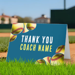 Softball Coach Name Thank You Card