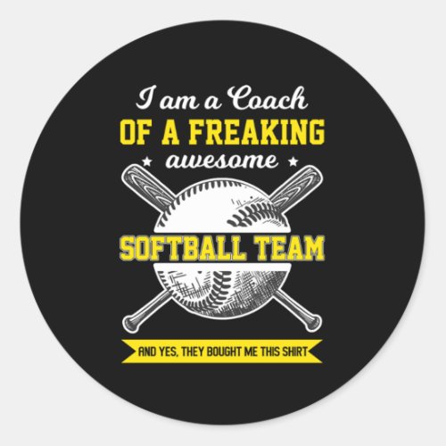 Softball Coach Pitcher Catcher Ball Bat Gift Classic Round Sticker