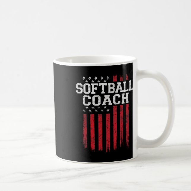 Softball Coach Proud American Flag Usa Patriot Pat Coffee Mug (Right)