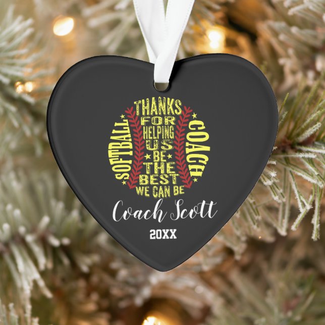 Softball Coach  team gift Christmas ornament (Tree)