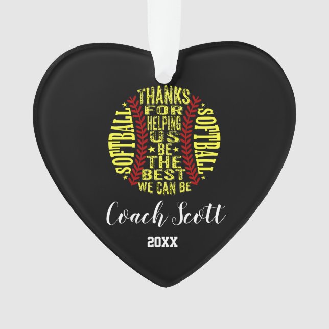 Softball Coach  team gift Christmas ornament (Front)