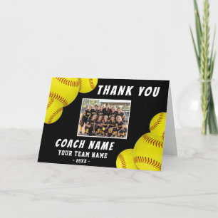 Softball Coach Thank You Personalized Team Photo Card