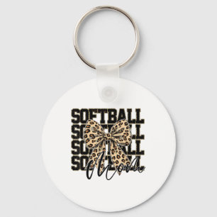 Softball Coquette Bow Softball Mom Game Day Softba Keychain