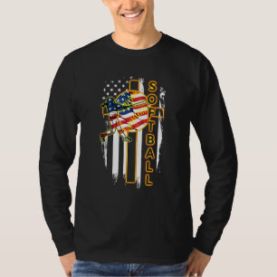 Softball Cross Jesu God Flag Apparel T-Shirt