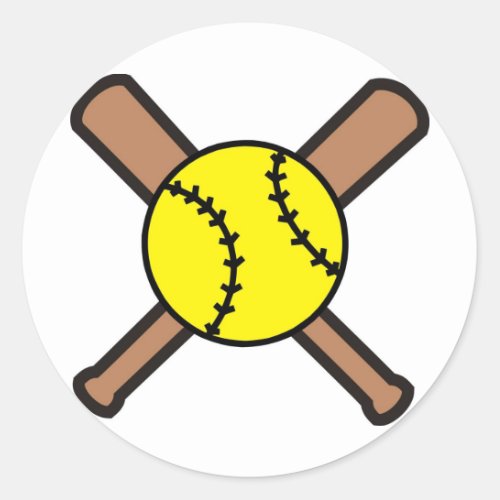 Softball Crossbats Classic Round Sticker