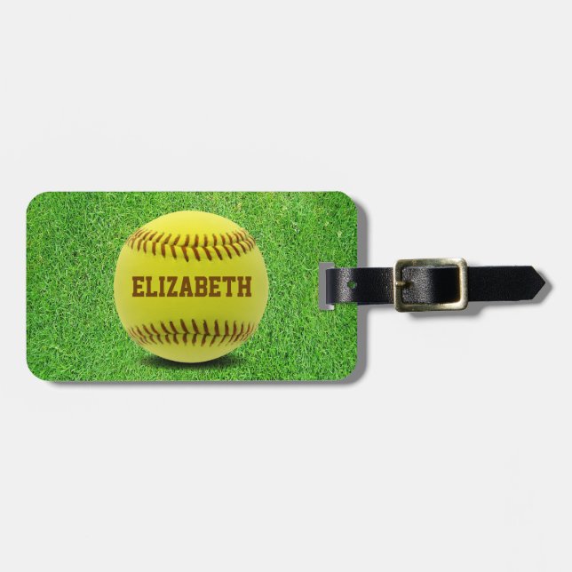 Softball Custom Ball Luggage Tag (Front Horizontal)