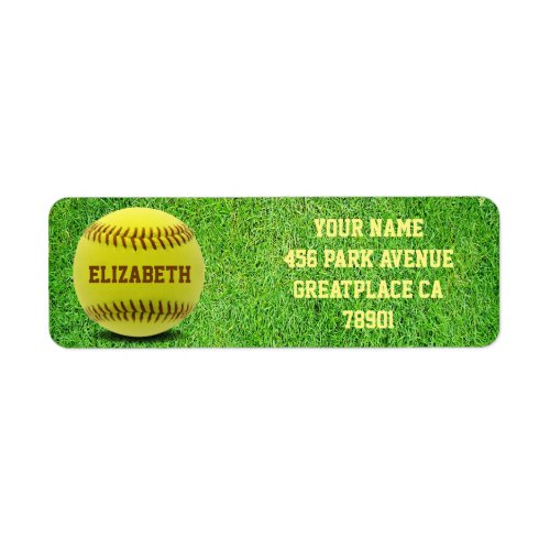 Softball Custom Ball Return Address Label