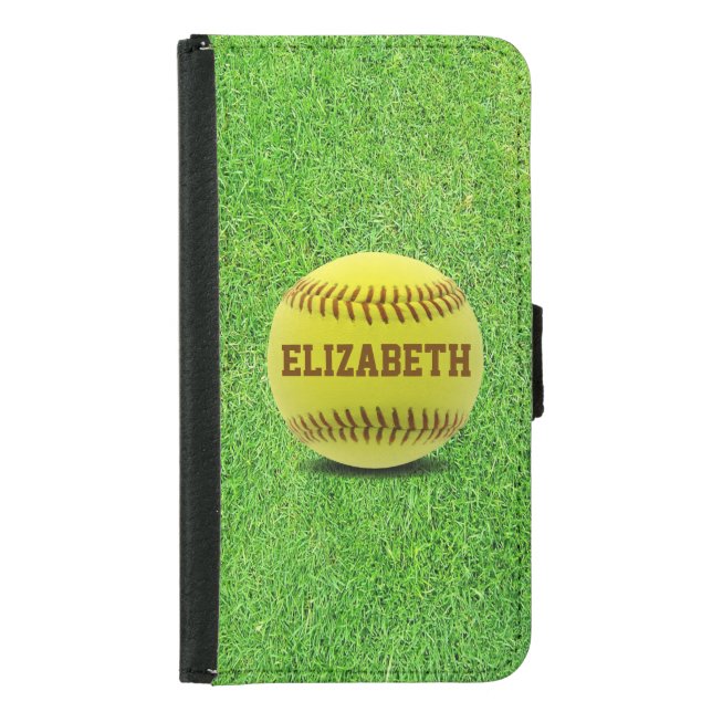 Softball Custom Ball Wallet Phone Case (Front)