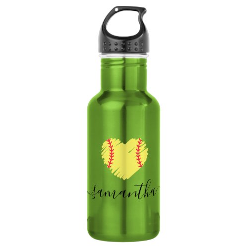 Softball Custom Personalized Girls Womens Stainless Steel Water Bottle