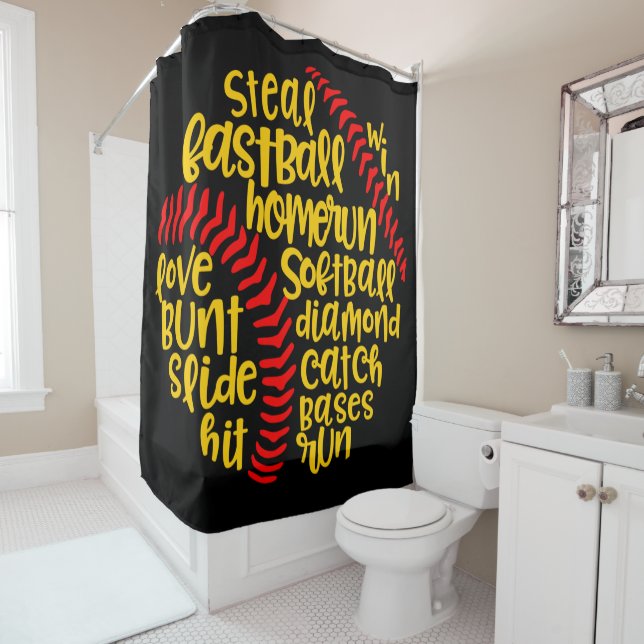 Softball Cute Sayings  Shower Curtain (In Situ)