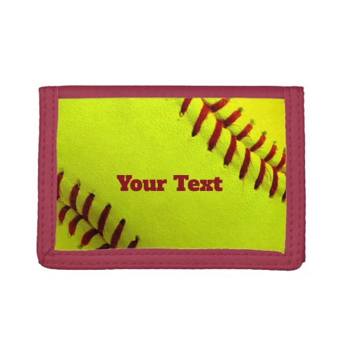 Softball Cutomize Personalize Teal Ball Caoch Trifold Wallet