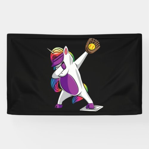 Softball Dabbing Unicorn Banner