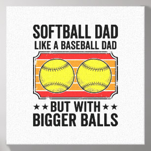 Softball Dad Bigger Balls Vintage Engraving Shirt_ Canvas Photo Tile