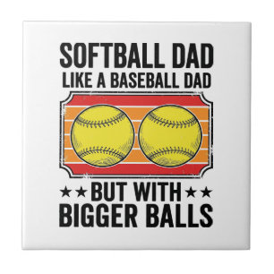 Softball Dad Bigger Balls Vintage Engraving Shirt_ Ceramic Tile