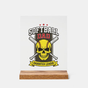 Softball Dad Daughter League Vintage Vector Design Acrylic Sign