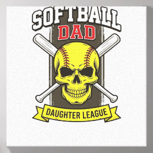 Softball Dad Daughter League Vintage Vector Design Canvas Photo Tile
