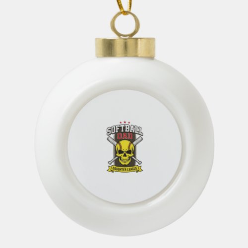 Softball Dad Daughter League Vintage Vector Design Ceramic Ball Christmas Ornament
