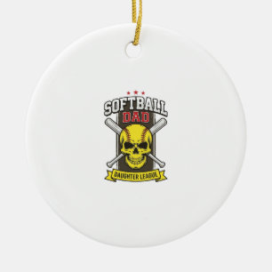 Softball Dad Daughter League Vintage Vector Design Ceramic Ornament