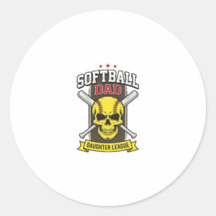 Softball Dad Daughter League Vintage Vector Design Classic Round Sticker