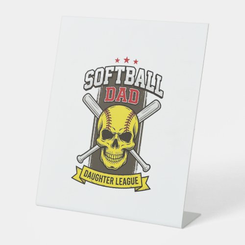 Softball Dad Daughter League Vintage Vector Design Pedestal Sign