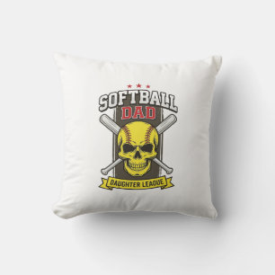 Softball Dad Daughter League Vintage Vector Design Throw Pillow