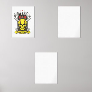 Softball Dad Daughter League Vintage Vector Design Wall Art Sets