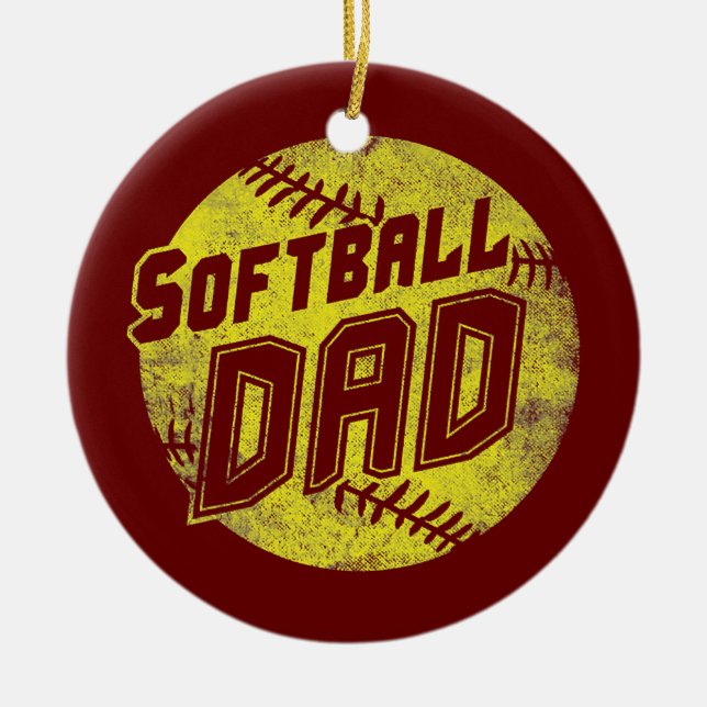 Softball Dad Fastpitch Father's Day Funny  Ceramic Ornament (Front)