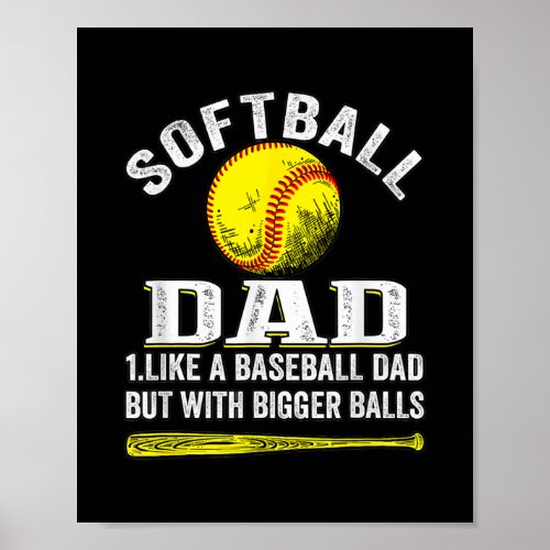 Softball Dad like A Baseball but with Bigger Poster