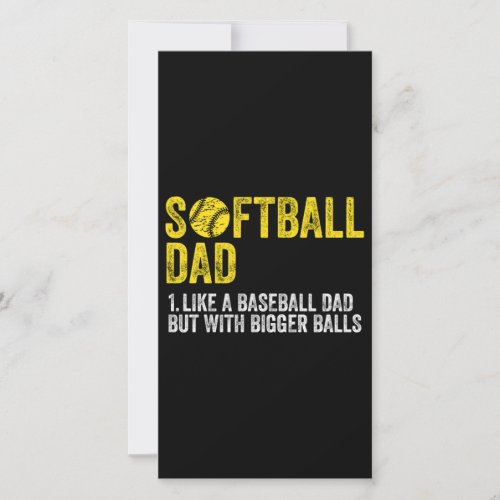 Softball Dad Like a Baseball Dad Thank You Card
