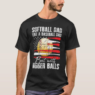Softball Dad Like A Baseball Dad US Flag Fathers D T-Shirt