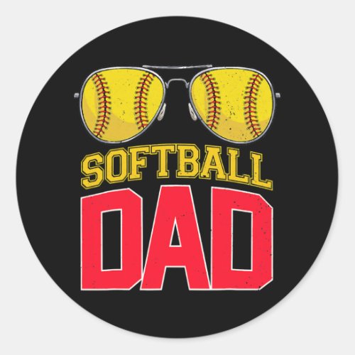Softball Dad Proud Daddy of Softball Player Classic Round Sticker