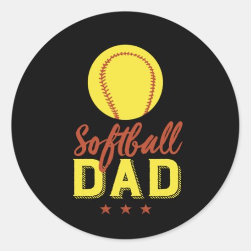Softball Dad Proud Father of Sports Player Kid Classic Round Sticker