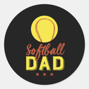 Softball Dad Proud Father of Sports Player Kid Classic Round Sticker