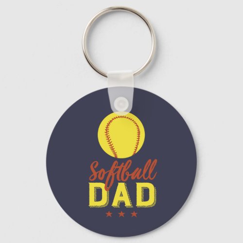 Softball Dad Proud Father of Sports Player Kid Keychain