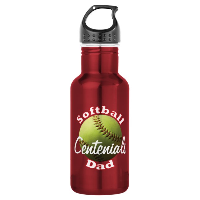 Softball Dad Team Name Stainless Steel Water Bottle (Front)