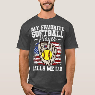 Softball Dad USA Flag Father T-Shirt